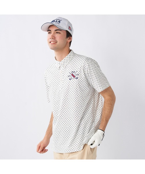 FILA GOLF(フィラゴルフ )の「FILA GOLF/フィラ ゴルフ ゴルフウェア 接触冷感 UVカット ドライ ストレッチ ドット 半袖 シャツ Tシャツ(Tシャツ/カットソー・メンズ・ダークグリーン/ホワイト/ネイビー・M/L/LL)」の4枚目の写真