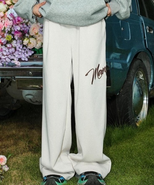 刺しゅうロゴスウェットワイドパンツ