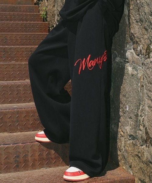 刺しゅうロゴスウェットワイドパンツ