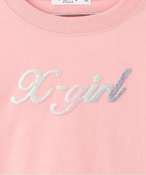 X-girl Stages（エックスガールステージス）の「【人気商品再入荷】【直営店で取り扱い無し】ラメ発泡プリントロゴ半袖Tシャツ（Tシャツ/カットソー・キッズ・オフホワイト/ピンク・130cm/120cm/90cm/140cm/110cm/100cm）」の12枚目の写真