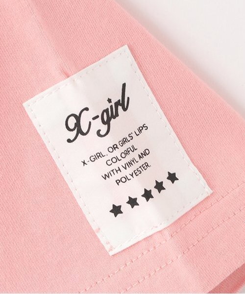 X-girl Stages（エックスガールステージス）の「【人気商品再入荷】【直営店で取り扱い無し】ラメ発泡プリントロゴ半袖Tシャツ（Tシャツ/カットソー・キッズ・オフホワイト/ピンク・130cm/120cm/90cm/140cm/110cm/100cm）」の4枚目の写真