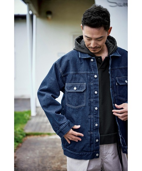 SUNNY CLOUDS デニムジャケットダークブルー サニークラウズ ちょっと長めのジージャン〈メンズ〉（デニム