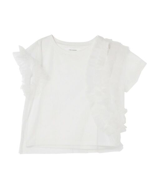 LAGUNAMOON(ラグナムーン)の「フリルチュールレイヤードトップス(Tシャツ/カットソー・レディース・チャコールグレー/ライトグリーン/ホワイト・FREE)」の4枚目の写真
