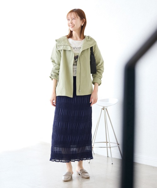 ROPE' PICNIC（ロペピクニック）の「フリルギャザーロングスカート（スカート・レディース・チャコールグレー/ネイビー/ホワイト・38）」の4枚目の写真