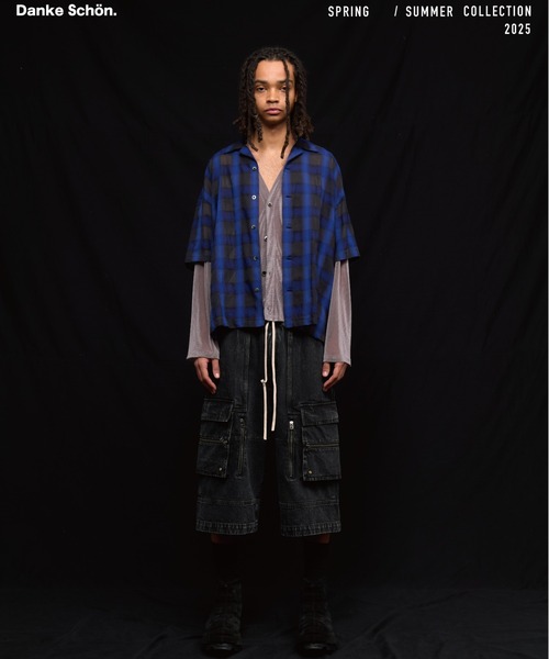 DANKE SCHON（ダンケシェーン）の「DankeSchon/ダンケシェーン/CHEMIBLEACH DENIM CARGO SHORTS（デニムパンツ・メンズ・グレー/ブラック・L/M）」の4枚目の写真