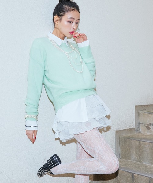 Narcissus（ナルシス）の「チュールフリルミニスカート（スカート・レディース・ホワイト/ブラック・FREE）」の13枚目の写真