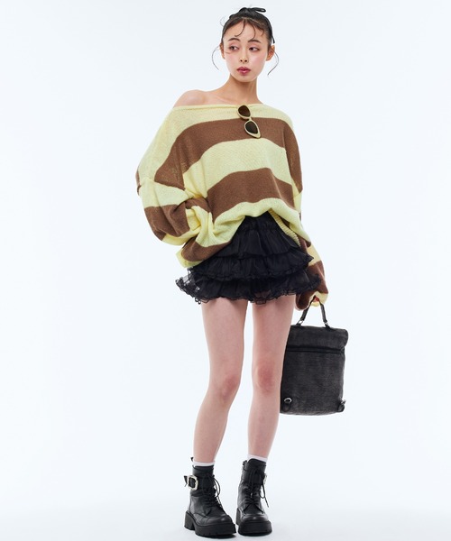 Narcissus（ナルシス）の「チュールフリルミニスカート（スカート・レディース・ホワイト/ブラック・FREE）」の9枚目の写真