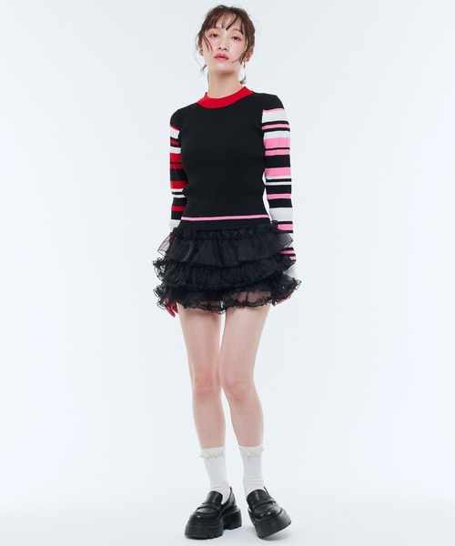 Narcissus（ナルシス）の「チュールフリルミニスカート（スカート・レディース・ホワイト/ブラック・FREE）」の7枚目の写真