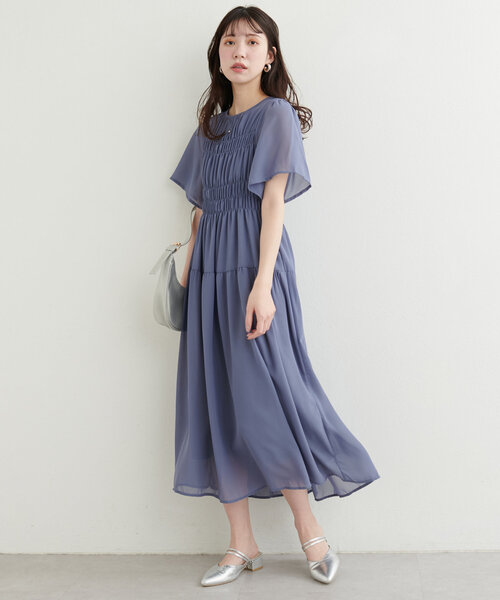 natural couture（ナチュラルクチュール）の「【WEB限定】変形シャーリングフレアスリーブワンピース（ワンピース・レディース・ブルー/ピンク系その他/ピンクベージュ/チャコールグレー/その他1/その他2・FREE）」の13枚目の写真