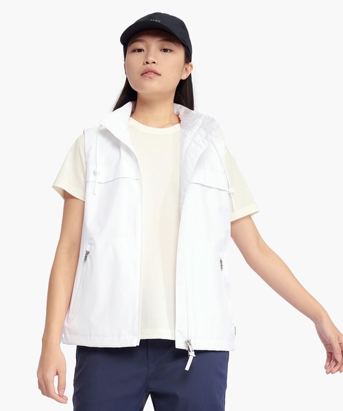 AIGLE(エーグル)の「防風 透湿 撥水 防水 WINDSTOPPER ウインドストッパー スリーブレスジャケット ミリタリーベスト フード脱着可(ベスト・レディース・モスグリーン/ホワイト・38/36)」の8枚目の写真