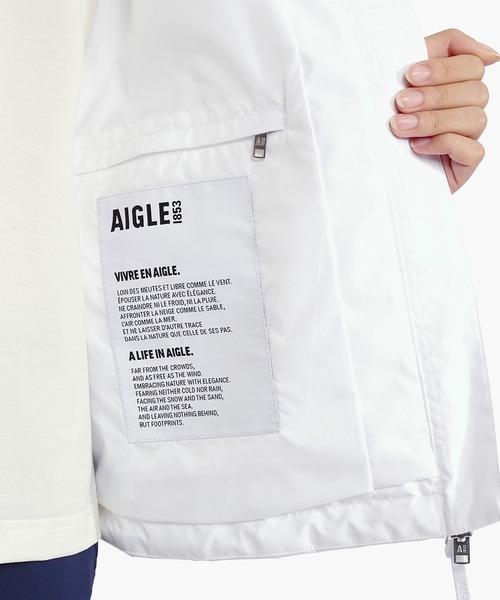 AIGLE(エーグル)の「防風 透湿 撥水 防水 WINDSTOPPER ウインドストッパー スリーブレスジャケット ミリタリーベスト フード脱着可(ベスト・レディース・モスグリーン/ホワイト・38/36)」の12枚目の写真