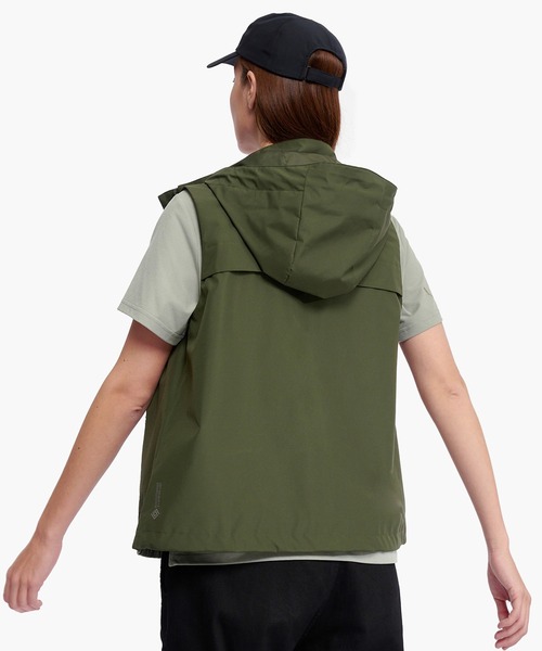 AIGLE(エーグル)の「防風 透湿 撥水 防水 WINDSTOPPER ウインドストッパー スリーブレスジャケット ミリタリーベスト フード脱着可(ベスト・レディース・モスグリーン/ホワイト・38/36)」の6枚目の写真