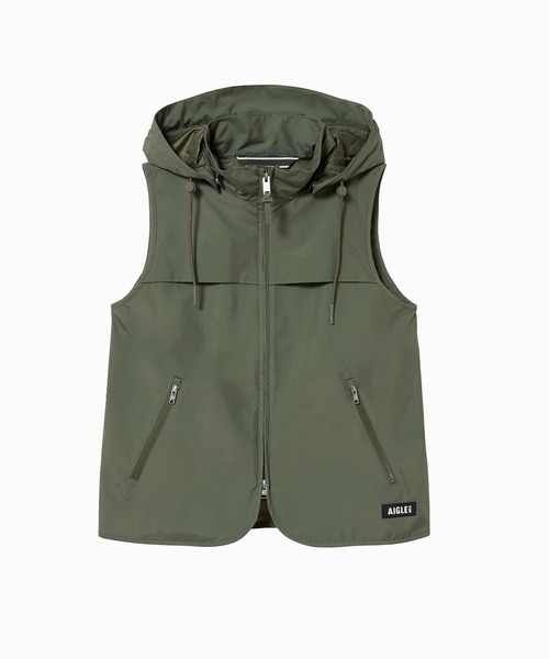 AIGLE(エーグル)の「防風 透湿 撥水 防水 WINDSTOPPER ウインドストッパー スリーブレスジャケット ミリタリーベスト フード脱着可(ベスト・レディース・モスグリーン/ホワイト・38/36)」の13枚目の写真