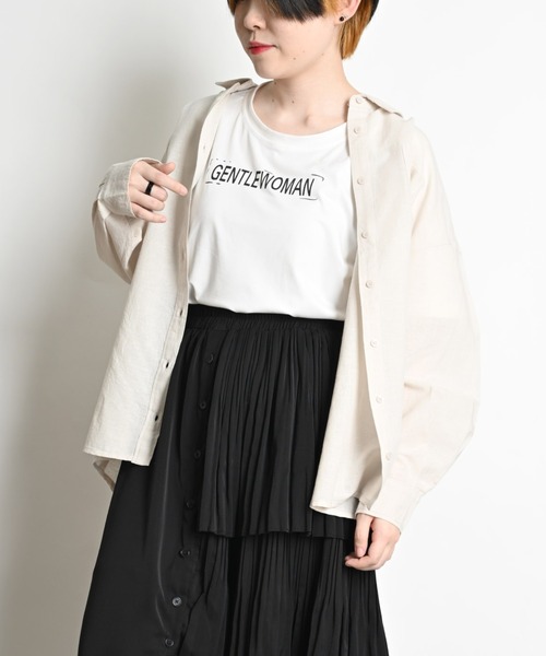 MARAI(マーライ)の「綿麻 長袖シャツ ブラウス 無地(シャツ/ブラウス・レディース・ホワイト/ピンク/チャコール/グレー・フリー)」の3枚目の写真