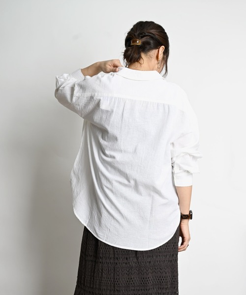 MARAI(マーライ)の「綿麻 長袖シャツ ブラウス 無地(シャツ/ブラウス・レディース・ホワイト/ピンク/チャコール/グレー・フリー)」の6枚目の写真
