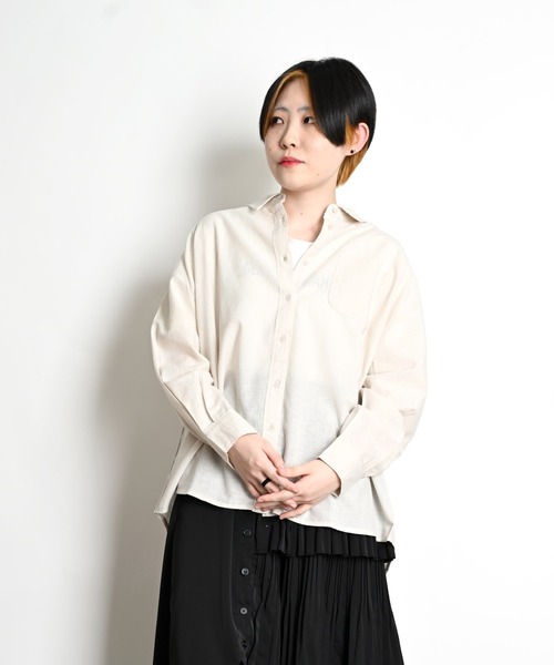 MARAI(マーライ)の「綿麻 長袖シャツ ブラウス 無地(シャツ/ブラウス・レディース・ホワイト/ピンク/チャコール/グレー・フリー)」の8枚目の写真