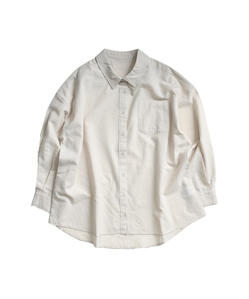 MARAI(マーライ)の「綿麻 長袖シャツ ブラウス 無地(シャツ/ブラウス・レディース・ホワイト/ピンク/チャコール/グレー・フリー)」の9枚目の写真