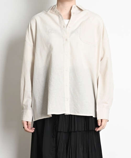 MARAI(マーライ)の「綿麻 長袖シャツ ブラウス 無地(シャツ/ブラウス・レディース・ホワイト/ピンク/チャコール/グレー・フリー)」の20枚目の写真