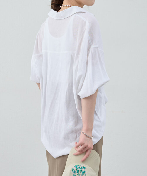 セール】【一枚でも羽織でも活躍！】リネンワイドシャツ（シャツ