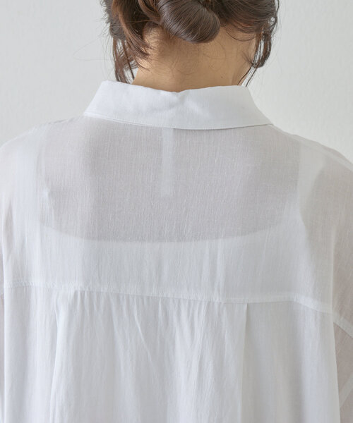 SHENERY(シーナリー)の「【一枚でも羽織でも活躍!】リネンワイドシャツ(シャツ/ブラウス・レディース・オフホワイト/ブラック・FREE)」の4枚目の写真