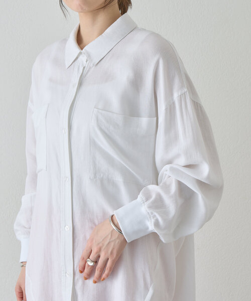 SHENERY(シーナリー)の「【一枚でも羽織でも活躍!】リネンワイドシャツ(シャツ/ブラウス・レディース・オフホワイト/ブラック・FREE)」の5枚目の写真