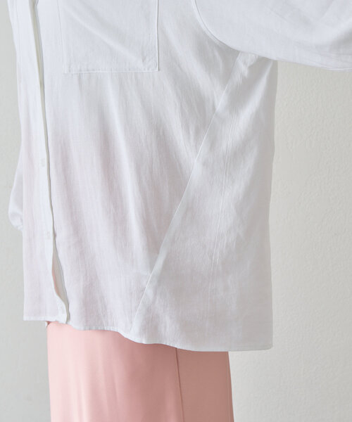 SHENERY(シーナリー)の「【一枚でも羽織でも活躍!】リネンワイドシャツ(シャツ/ブラウス・レディース・オフホワイト/ブラック・FREE)」の7枚目の写真