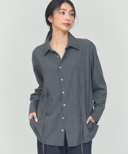 BLUE×PALANG(ブルーパラン)の「SIDE RIBBON SHIRT(シャツ/ブラウス・レディース・ストライプ/ライトブルー/グレー・FREE)」の1枚目の写真