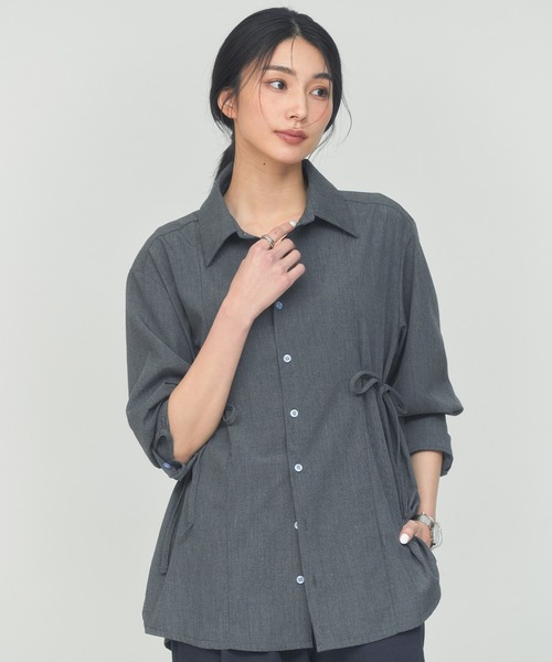 BLUE×PALANG(ブルーパラン)の「SIDE RIBBON SHIRT(シャツ/ブラウス・レディース・ストライプ/ライトブルー/グレー・FREE)」の15枚目の写真