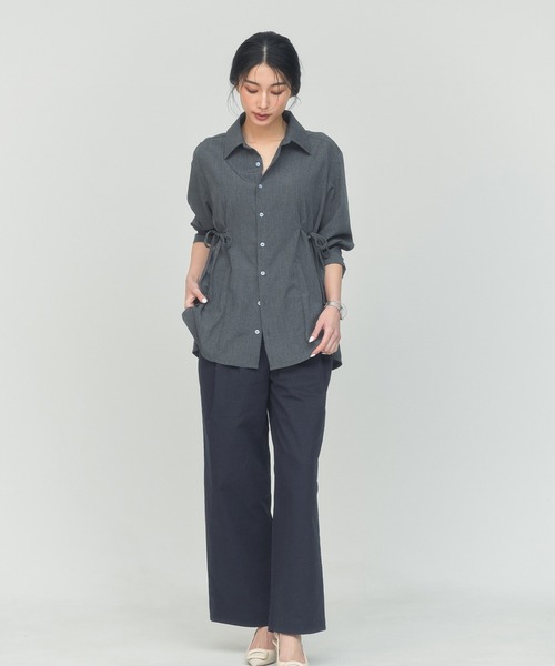BLUE×PALANG(ブルーパラン)の「SIDE RIBBON SHIRT(シャツ/ブラウス・レディース・ストライプ/ライトブルー/グレー・FREE)」の19枚目の写真
