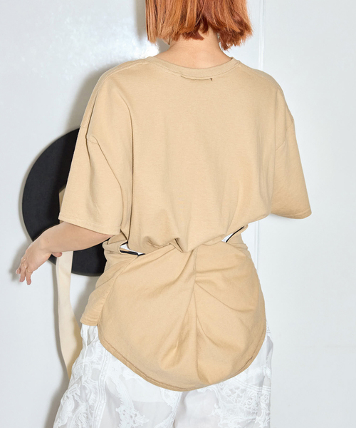CITYSHOP(シティーショップ)の「sophia fish 別注 REGRETS TEE:Tシャツ(Tシャツ/カットソー・レディース・チャコールグレー/ベージュ・LARGE)」の1枚目の写真