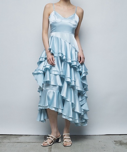 PAIN（ペイン）の「サテンロングキャミドレス(ロングスカートセット)（ドレス・レディース・ピンク/ブルー/ブラック・FREE）」の2枚目の写真