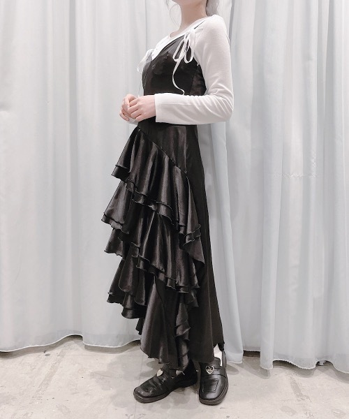 PAIN（ペイン）の「サテンロングキャミドレス(ロングスカートセット)（ドレス・レディース・ピンク/ブルー/ブラック・FREE）」の9枚目の写真