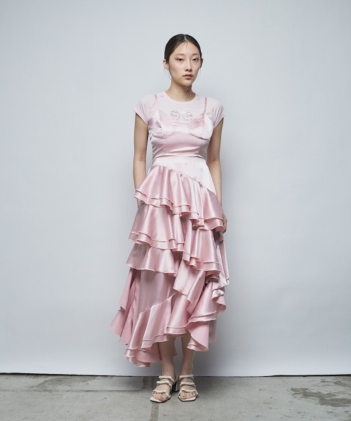 PAIN（ペイン）の「サテンロングキャミドレス(ロングスカートセット)（ドレス・レディース・ピンク/ブルー/ブラック・FREE）」の6枚目の写真