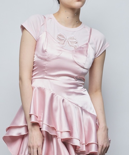 PAIN（ペイン）の「サテンロングキャミドレス(ロングスカートセット)（ドレス・レディース・ピンク/ブルー/ブラック・FREE）」の14枚目の写真