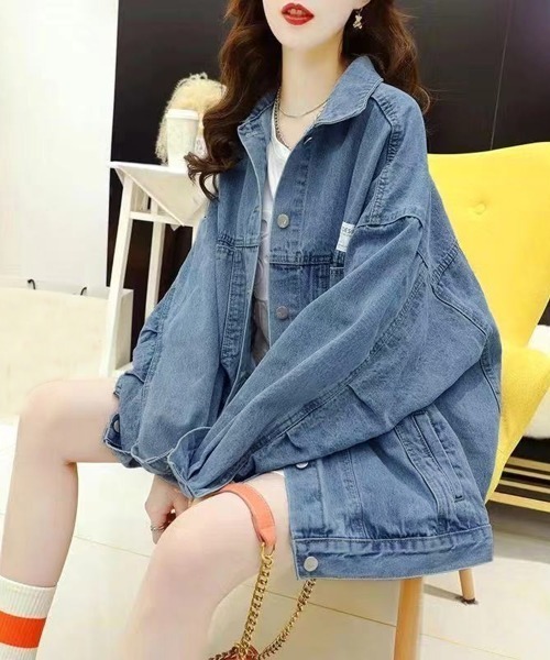Songe(ソンジュ)の「オーバーサイズデニムジャケット(デニムジャケット・レディース・ブラック/ブルー・S/M/L)」の2枚目の写真