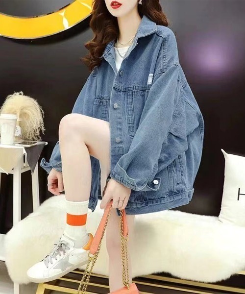 Songe(ソンジュ)の「オーバーサイズデニムジャケット(デニムジャケット・レディース・ブラック/ブルー・S/M/L)」の7枚目の写真