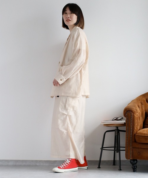 cepo(セポ)の「〈セットアップ対応〉シアーリネンWテーラードジャケット(テーラードジャケット・レディース・ブラック/オフホワイト・M)」の7枚目の写真