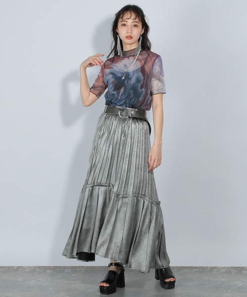 HARE（ハレ）の「2WAYアートフラワーシアーT(HARE)（Tシャツ/カットソー・レディース・ブラック/レッド/ブルー/グリーン・FREE）」の7枚目の写真