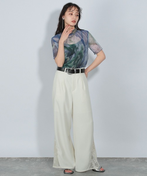 HARE（ハレ）の「2WAYアートフラワーシアーT(HARE)（Tシャツ/カットソー・レディース・ブラック/レッド/ブルー/グリーン・FREE）」の10枚目の写真