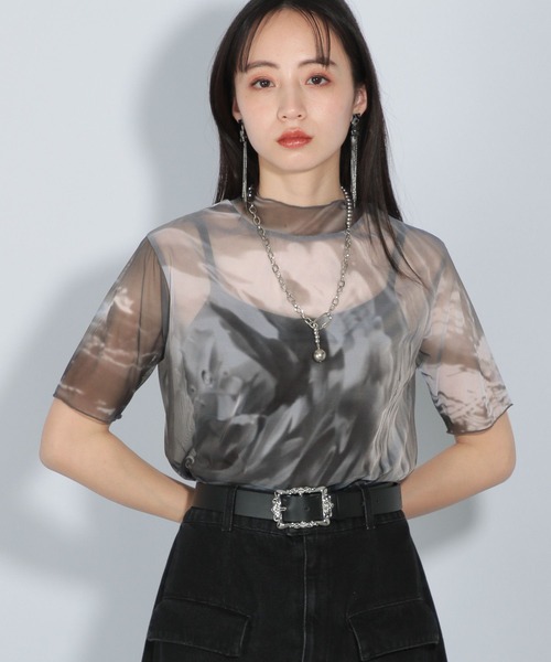 HARE（ハレ）の「2WAYアートフラワーシアーT(HARE)（Tシャツ/カットソー・レディース・ブラック/レッド/ブルー/グリーン・FREE）」の12枚目の写真