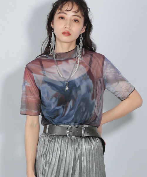 HARE（ハレ）の「2WAYアートフラワーシアーT(HARE)（Tシャツ/カットソー・レディース・ブラック/レッド/ブルー/グリーン・FREE）」の13枚目の写真