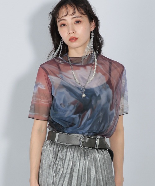 HARE（ハレ）の「2WAYアートフラワーシアーT(HARE)（Tシャツ/カットソー・レディース・ブラック/レッド/ブルー/グリーン・FREE）」の14枚目の写真