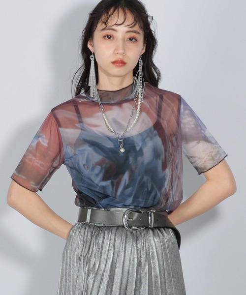 HARE（ハレ）の「2WAYアートフラワーシアーT(HARE)（Tシャツ/カットソー・レディース・ブラック/レッド/ブルー/グリーン・FREE）」の15枚目の写真