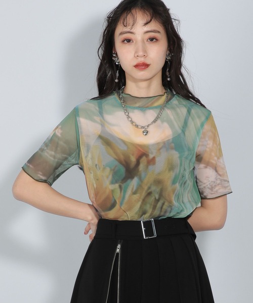 HARE（ハレ）の「2WAYアートフラワーシアーT(HARE)（Tシャツ/カットソー・レディース・ブラック/レッド/ブルー/グリーン・FREE）」の17枚目の写真