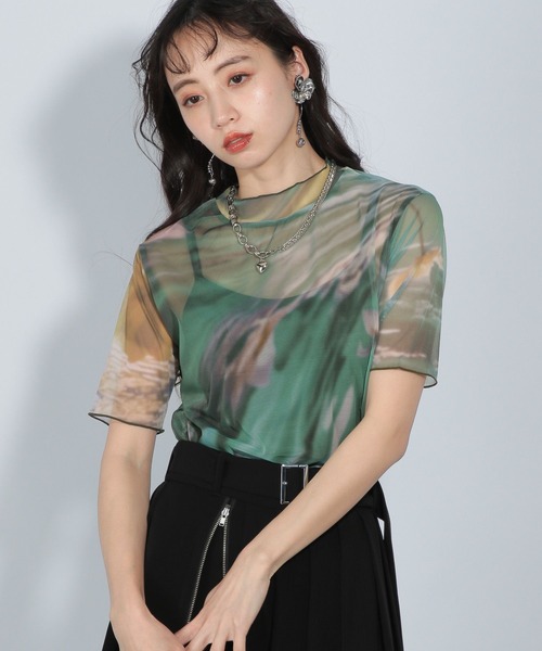 HARE（ハレ）の「2WAYアートフラワーシアーT(HARE)（Tシャツ/カットソー・レディース・ブラック/レッド/ブルー/グリーン・FREE）」の19枚目の写真