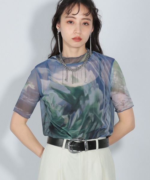 HARE（ハレ）の「2WAYアートフラワーシアーT(HARE)（Tシャツ/カットソー・レディース・ブラック/レッド/ブルー/グリーン・FREE）」の21枚目の写真