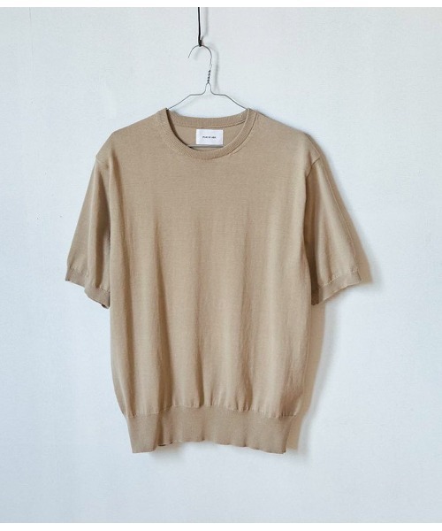 PORT BY ARK（ポートバイアーク）の「PORT BY ARK / ポートバイアーク：High Gauge Knit S/S：PO17-K002[COR]（ニット/セーター・メンズ・ブラック/ベージュ・1/2）」の2枚目の写真