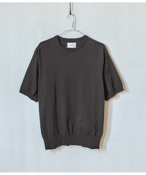 PORT BY ARK（ポートバイアーク）の「PORT BY ARK / ポートバイアーク：High Gauge Knit S/S：PO17-K002[COR]（ニット/セーター・メンズ・ブラック/ベージュ/ダークグレー・1/2）」の2枚目の写真
