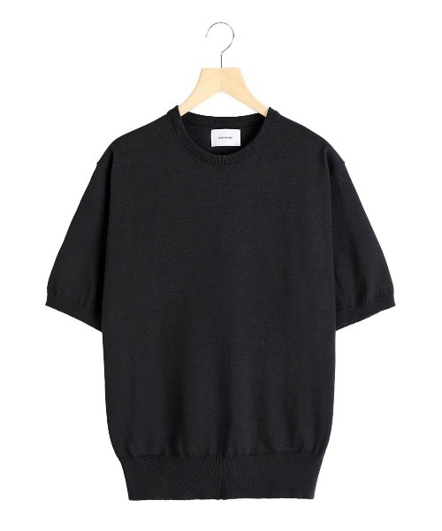 PORT BY ARK（ポートバイアーク）の「PORT BY ARK / ポートバイアーク：High Gauge Knit S/S：PO17-K002[COR]（ニット/セーター・メンズ・ブラック/ベージュ・1/2）」の5枚目の写真