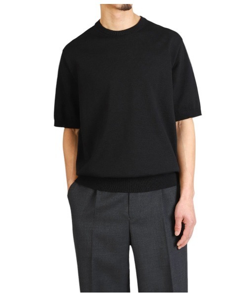 PORT BY ARK（ポートバイアーク）の「PORT BY ARK / ポートバイアーク：High Gauge Knit S/S：PO17-K002[COR]（ニット/セーター・メンズ・ブラック/ベージュ・1/2）」の11枚目の写真